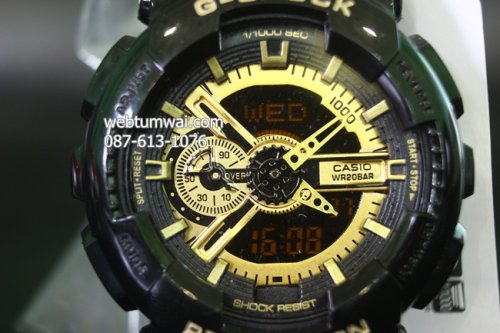 G shock สีดำ ทอง สายเงา GA-110GB ราคา 690 บาท ฮิตไม่เลิก