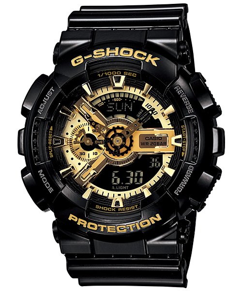 ขาย G shock ดำทอง  นาฬิกาผู้ชาย สายดำเงา เกรดมิลเลอร์ พร้อมกล่องเหล็กสวยงาม